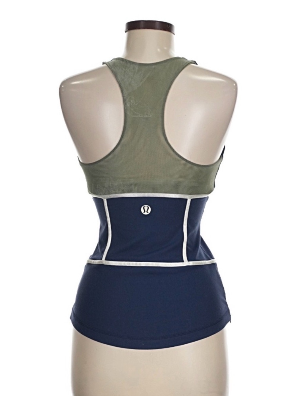 Lululemon Olive & Navy Racerback Tank with Contrast Piping